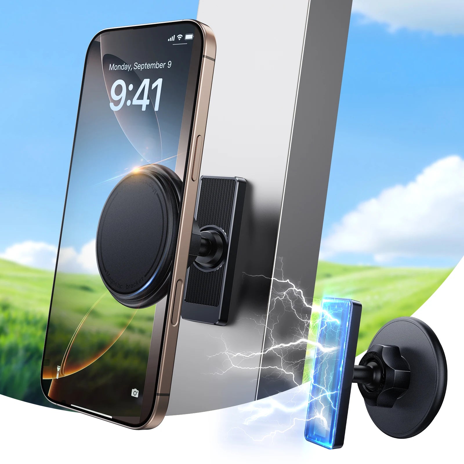 Portable Golf Cart Phone Holder 360° Rotatable Magnetic Phone Holder Stand for Boat Fridge Gym Universal for Iphone 16
